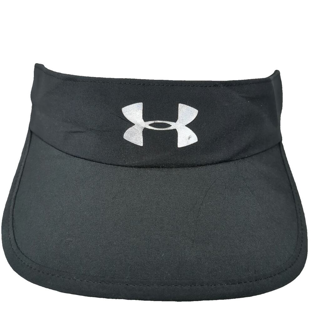 Under Armour Visor Black One Size Adjustable Strapback Silver Logo Running Hat